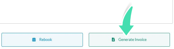 Highlighted button showing how to generate an invoice from a client appointment in Nookal's Diary.