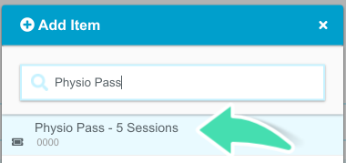 Step 4. Screenshot of List of Items available to select from invoicing