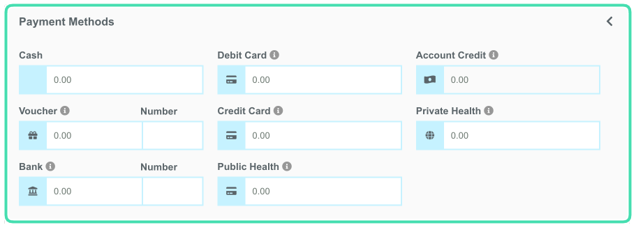 Step 5. Screenshot of Payment Methods available on New Invoices