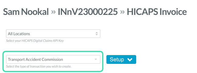 Step 3. Screenshot of TAC in HICAPS claiming dropdown