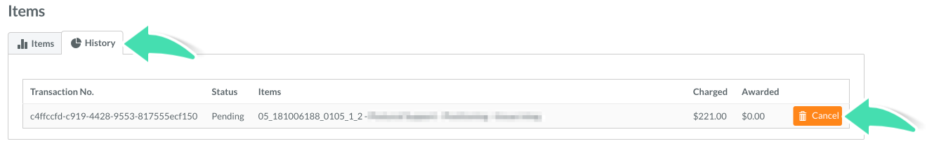Step 2. Screenshot of Cancel button in HICAPS claiming History