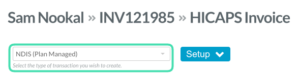 Step 3. Screenshot of NDIS Plan Managed option in Hicaps claiming