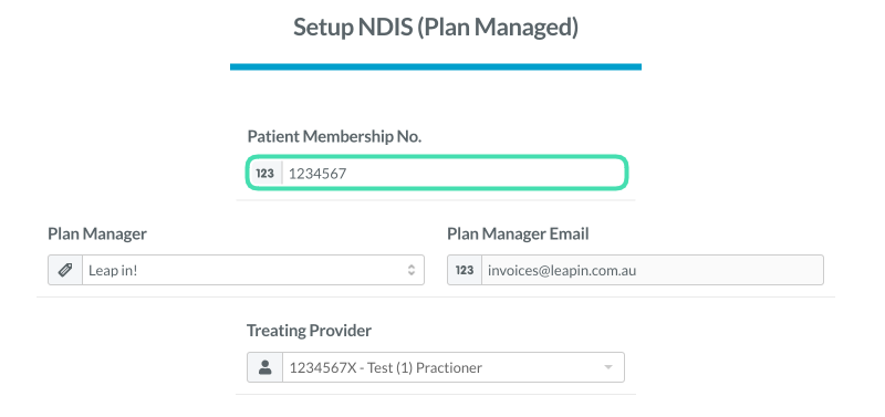 Step 5. Screenshot of Patient Membership number field in NDIS section of HICAPS claiming