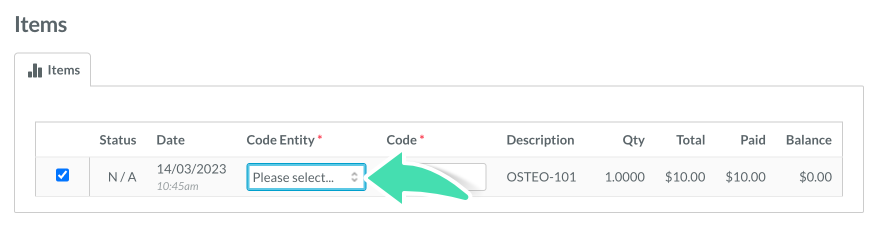 Step 10. Screenshot of Code Entity field in Worksafe Victoria claiming setup
