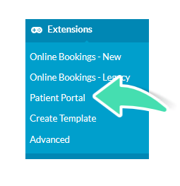 Patient portal option under Extensions