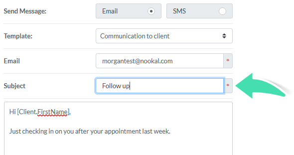 Email subject line field
