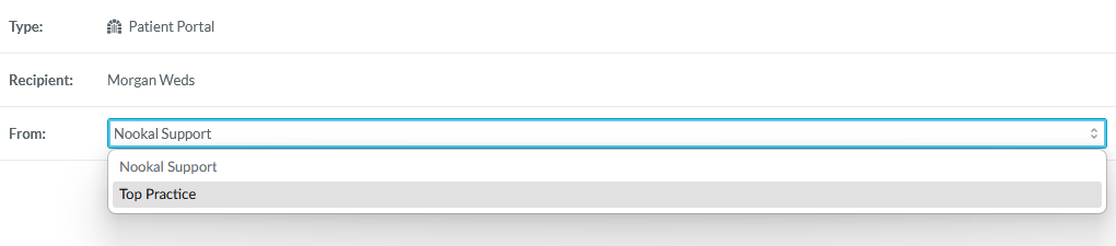 Patient portal from dropdown