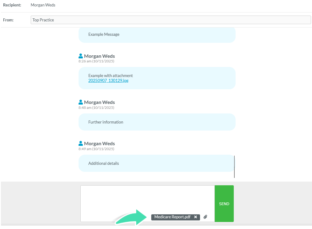 Patient portal attach document option
