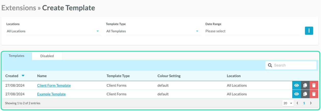 Template Builder landing page