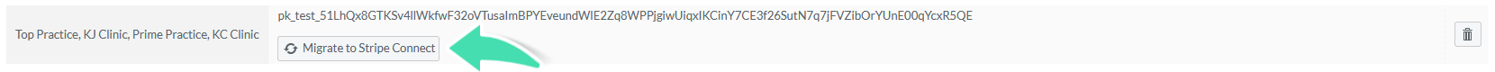 Migrate to Stripe Connect button