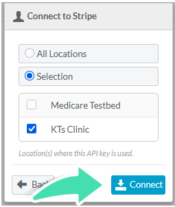 Connect button on Stripe Connect