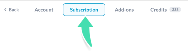 Subscription menu in Billing page