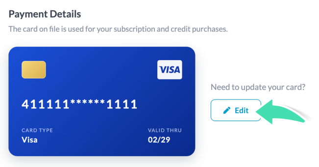 Payment details editor