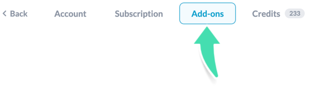 Add-ons menu in Billing