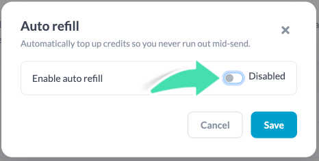 Enable auto refill toggle