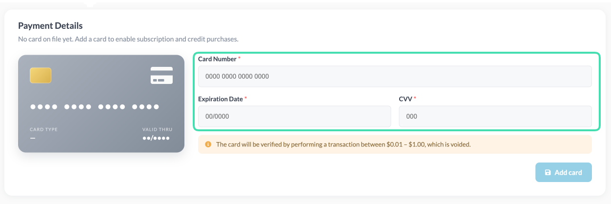 New Payment details option in Billing