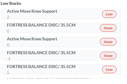 Low Stocks widget
