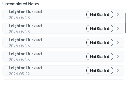 Uncompleted Notes widget