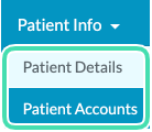Classic view patient info list showing links to Patient Details, Patient Accounts