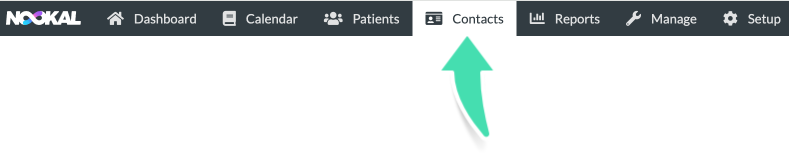 Contacts menu in Nookal