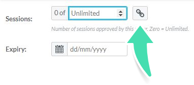Payer sessions chain-link icon to link bookings to payer and case