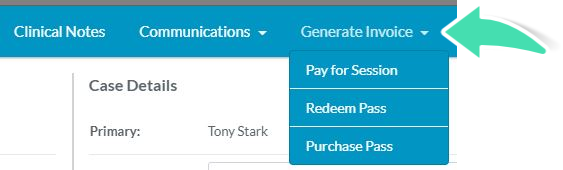 Generate invoice and pay for session in Nookal appointment screen