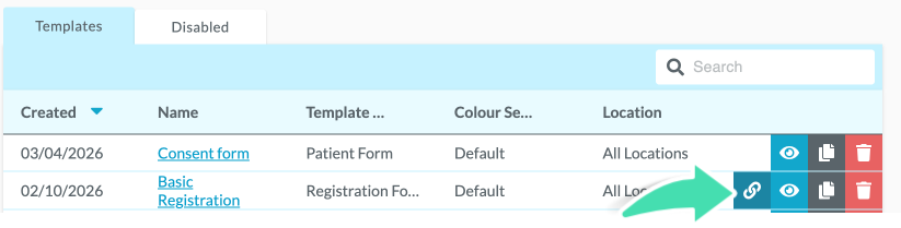 Website link settings for registration form embedding