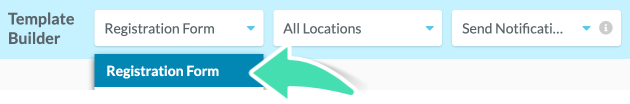 Selecting Registration Form from the template type menu
