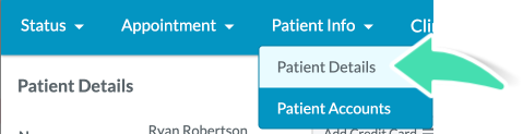 Patient Details drop-down in Classic Appointment View