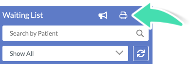 Printing Waiting List using printer icon in Nookal