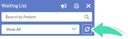 Reloading Waiting List using reload icon in Nookal