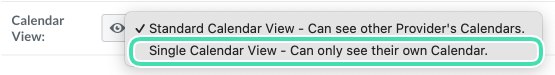 Single calendar view option in calendar settings dropdown