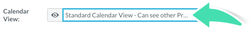 Calendar view dropdown in staff profile settings
