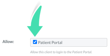 Patient Portal enabled in the Patient Profile