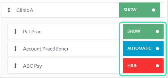 Set provider visibility status in Calendar columns