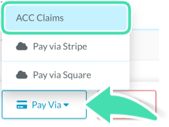 Pay Via button with ACC Claims selected