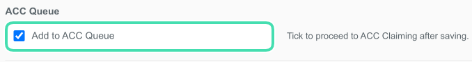 Add to ACC Queue checkbox at the bottom of the invoice