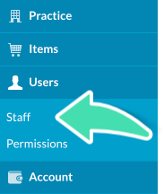 Staff list under users in setup