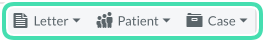 Letter template placeholder selector for inserting patient and case data fields