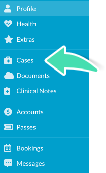 Cases tab within patient profile