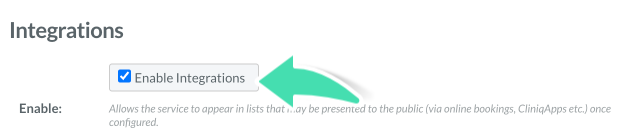 Enable Integrations checkbox for a claimable item