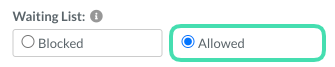 Waiting list settings for online bookings