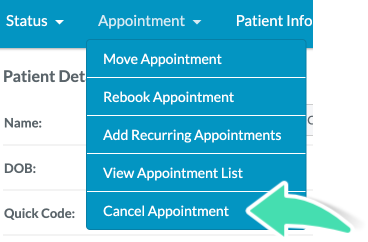 Cancelling an appointment
