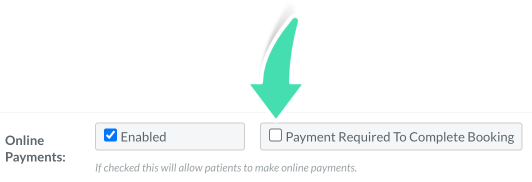 Payments required to complete booking