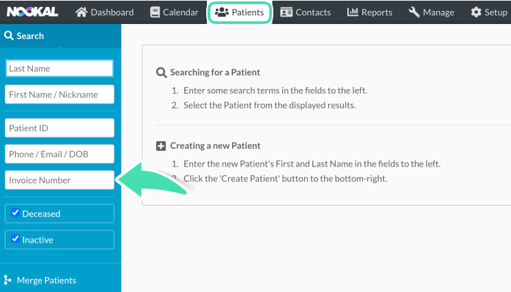 Search for an invoice by invoice number