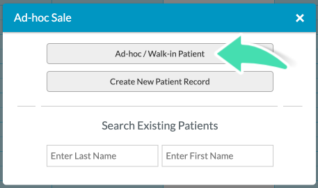 Add a walk-in Patient for an ad-hoc sale