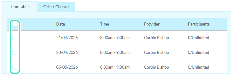 Use the timetable section to add the Patient to multiple classes