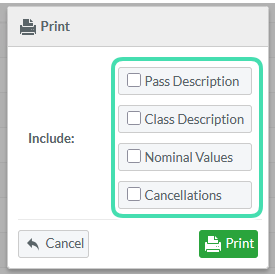 Select options for printing
