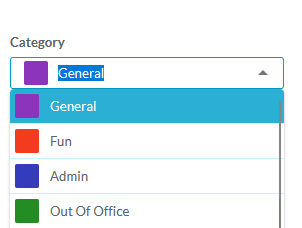 Category selection dropdown for an event