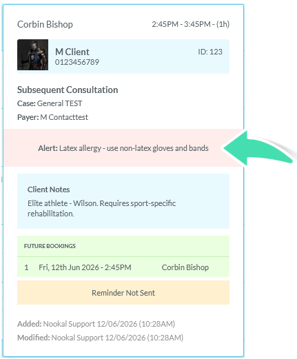 Appointment Hover Alert Note